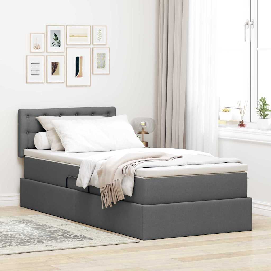 Stauraumbett mit Matratze Dunkelgrau 100x200 cm