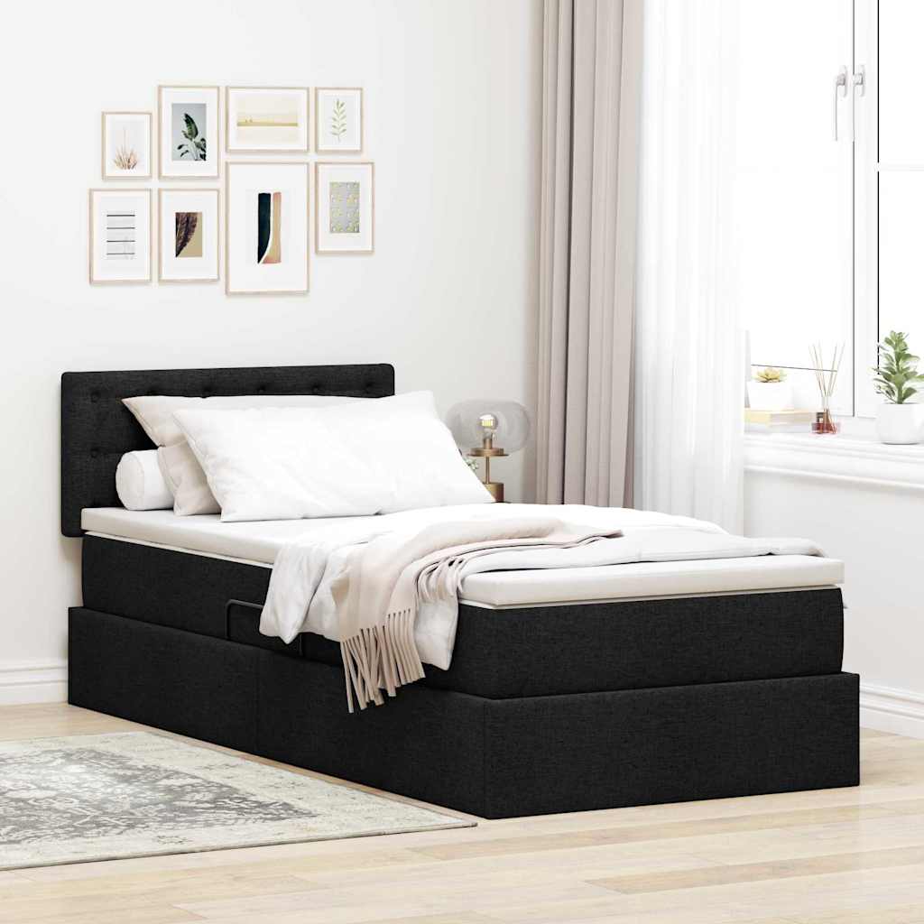 Aufbewahrungsbett mit Matratze 100x200 cm Schwarz