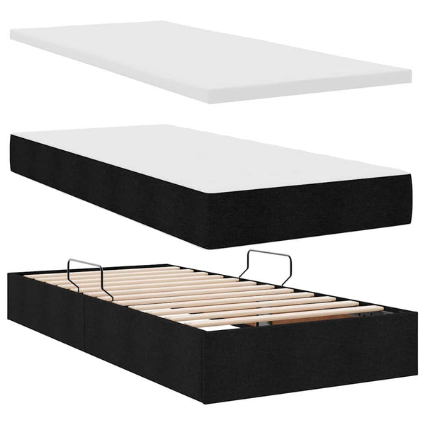 Aufbewahrungsbett mit Matratze 100x200 cm Schwarz