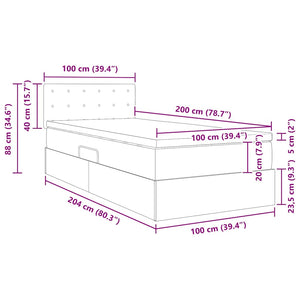 Aufbewahrungsbett mit Matratze 100x200 cm Schwarz