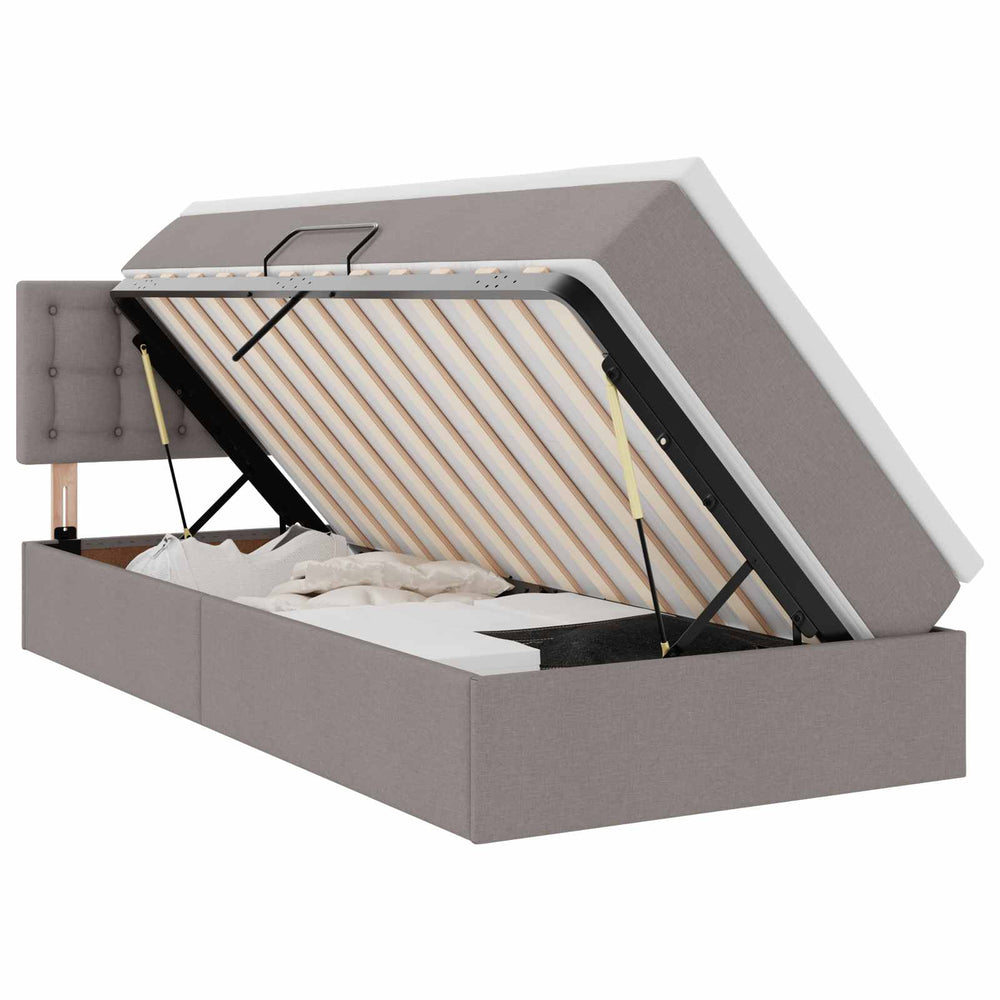 vidaXL Storage Bed with Mattress Taupe 100 x 200 cm Engineered Wood