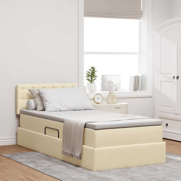 vidaXL Lit de rangement avec matelas crème 100 x 200 cm en bois d'ingénierie