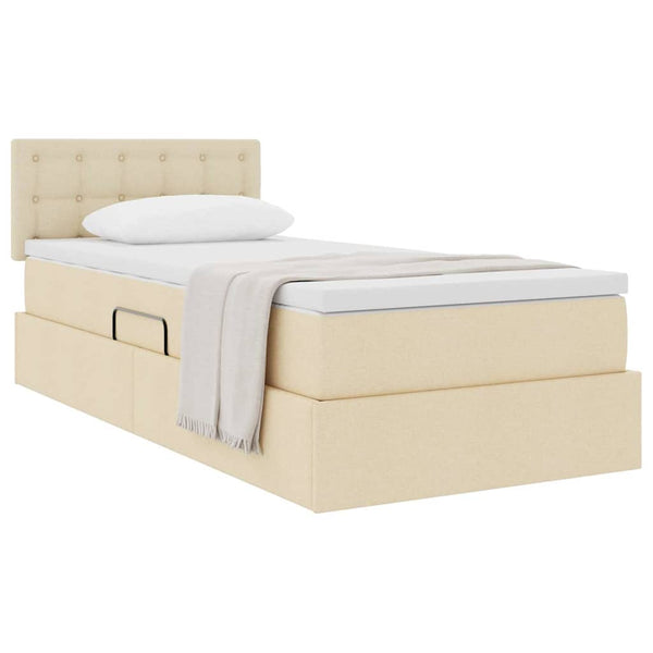 vidaXL Lit de rangement avec matelas crème 100 x 200 cm en bois d'ingénierie