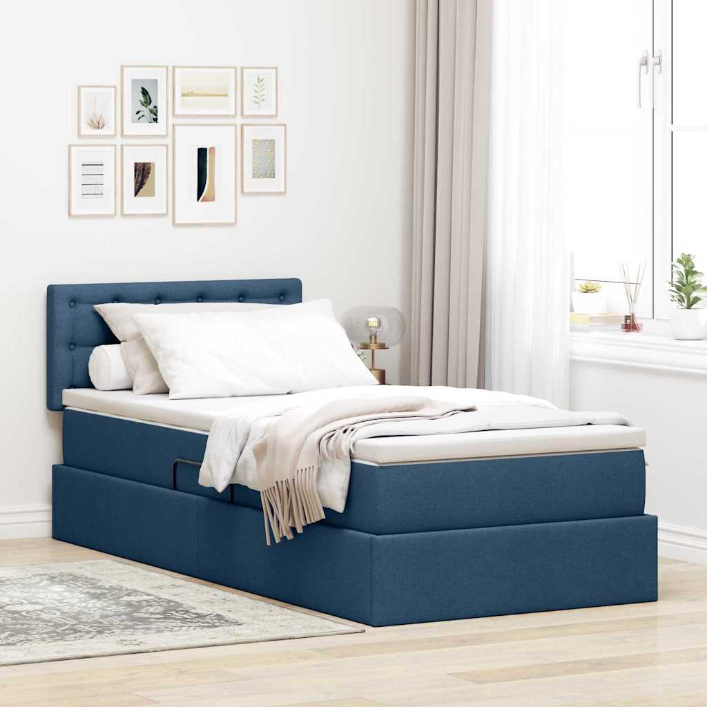 vidaXL Lit de rangement avec matelas bleu 100 x 200 cm Bois d'ingénierie
