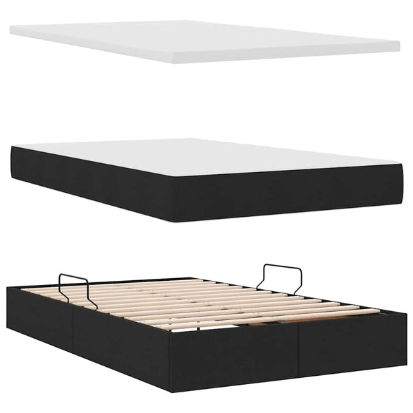 Aufbewahrungsbett mit Matratze 120x190 cm Schwarz
