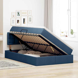 Stauraumbett mit Matratze Blau 120x190
