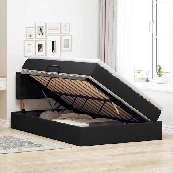 Aufbewahrungsbett mit Matratze 120x200 cm Schwarz
