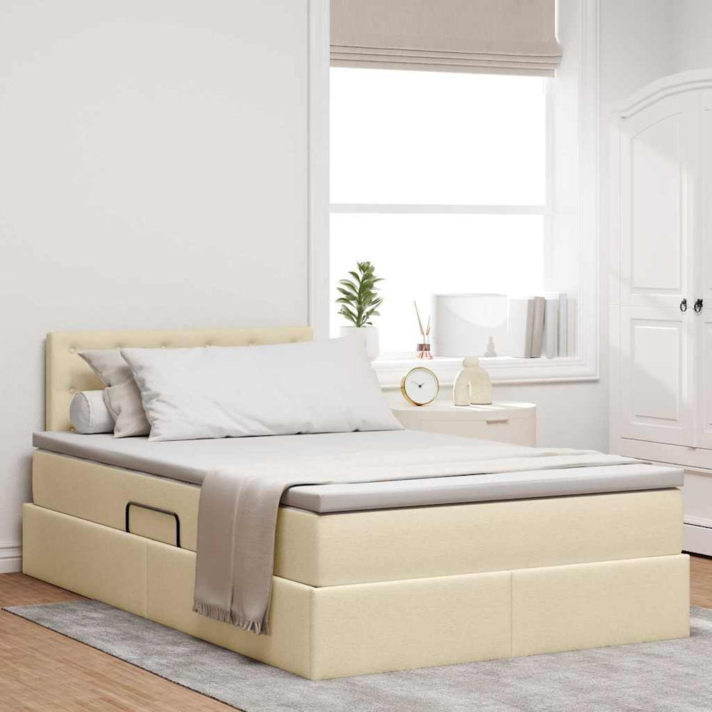 vidaXL Storage Bed with Mattress Cream 120 x 200 cm Engineered Wood