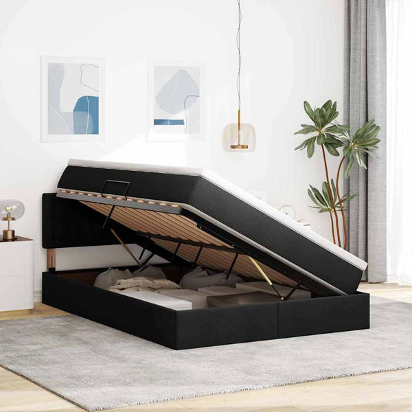 Aufbewahrungsbett mit Matratze 140x190 cm Schwarz