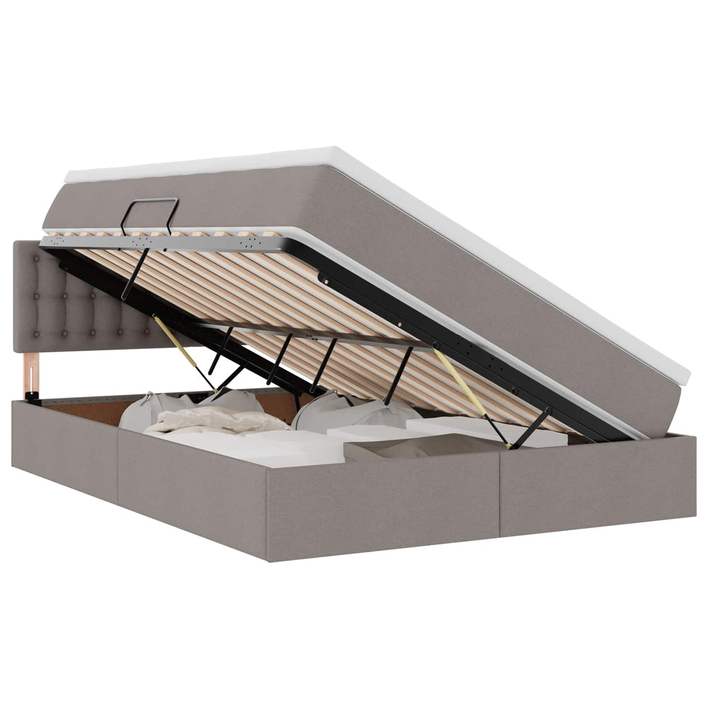 vidaXL Storage Bed with Mattress Taupe 140 x 190 cm Engineered Wood