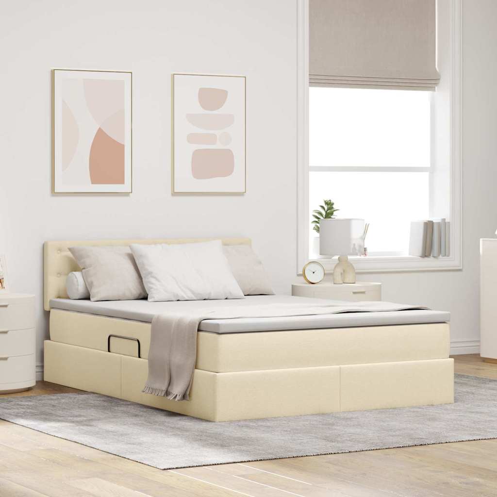 Stauraumbett mit Matratze Creme 140x190 cm