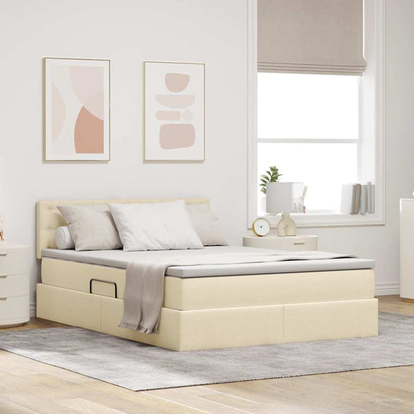 Stauraumbett mit Matratze Creme 140x190 cm