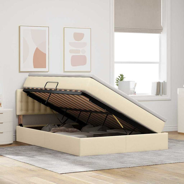 Stauraumbett mit Matratze Creme 140x190 cm