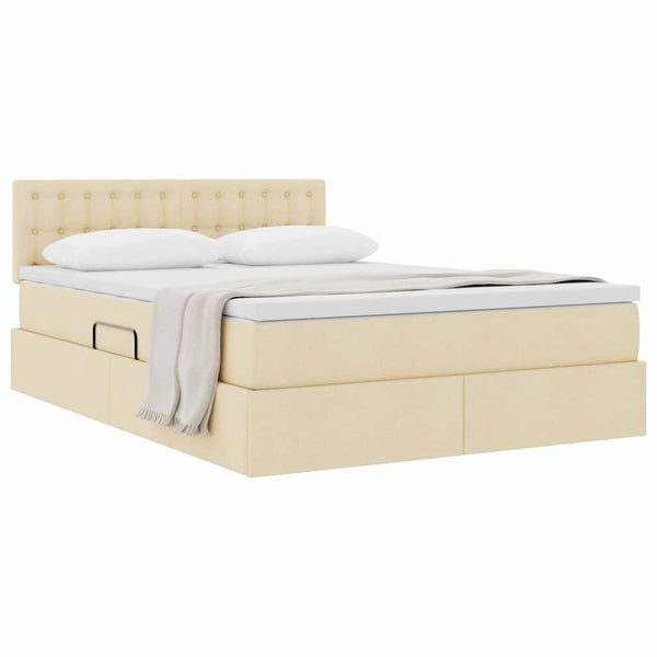Stauraumbett mit Matratze Creme 140x190 cm