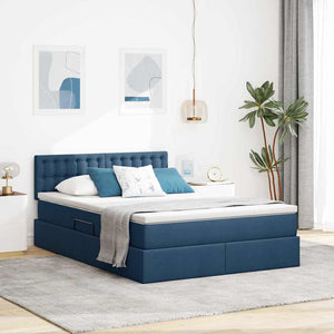 Stauraumbett mit Matratze Blau 140x190 cm