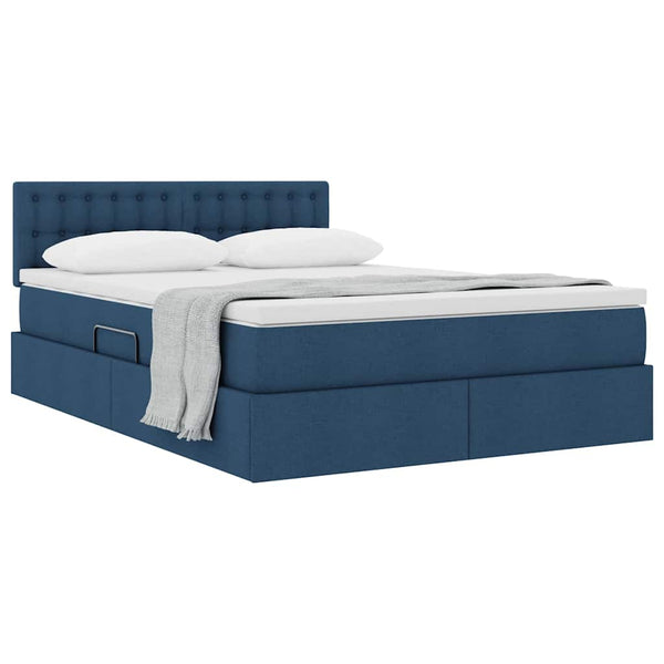 Stauraumbett mit Matratze Blau 140x190 cm