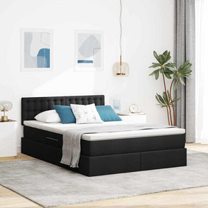 Schwarzes Stauraumbett mit Matratze 140x200 cm