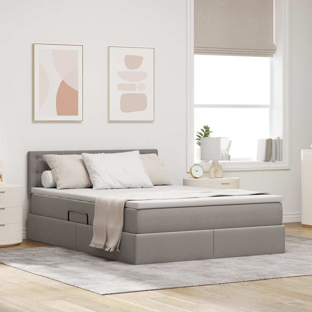Stauraumbett mit Matratze Taupe 140x200 cm