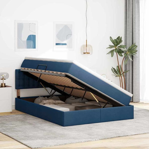 Bett mit Stauraum & Matratze Blau 140x200 cm