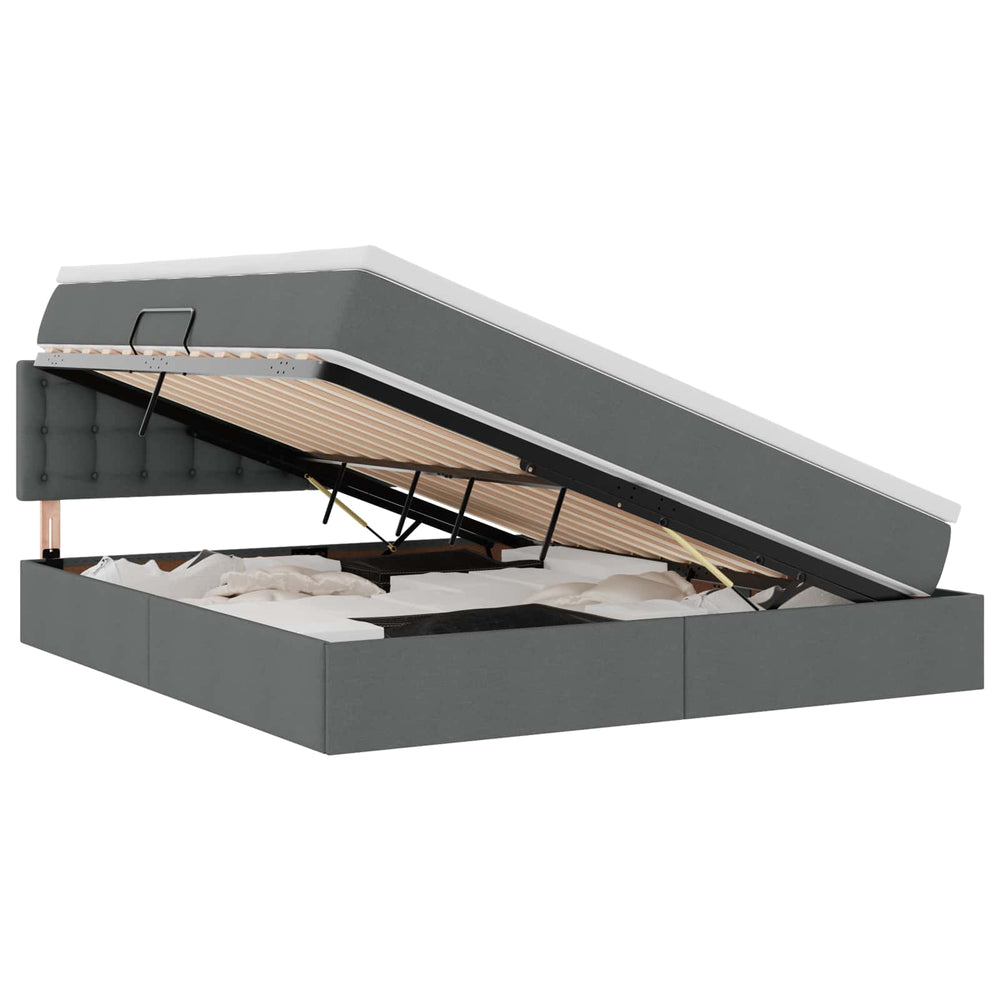 vidaXL Lit de rangement avec matelas Gris foncé 160 x 200 cm