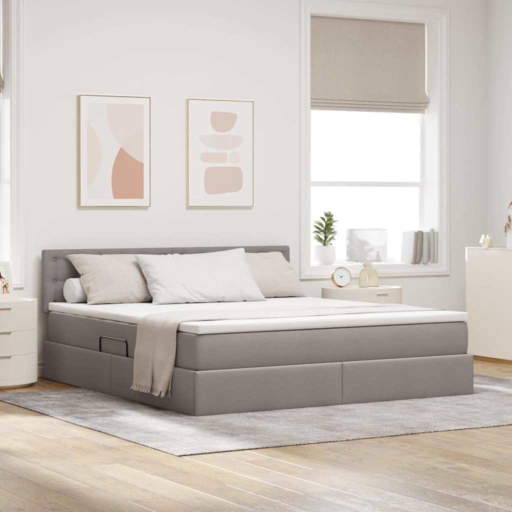 Stauraumbett mit Matratze Taupe 160x200 cm