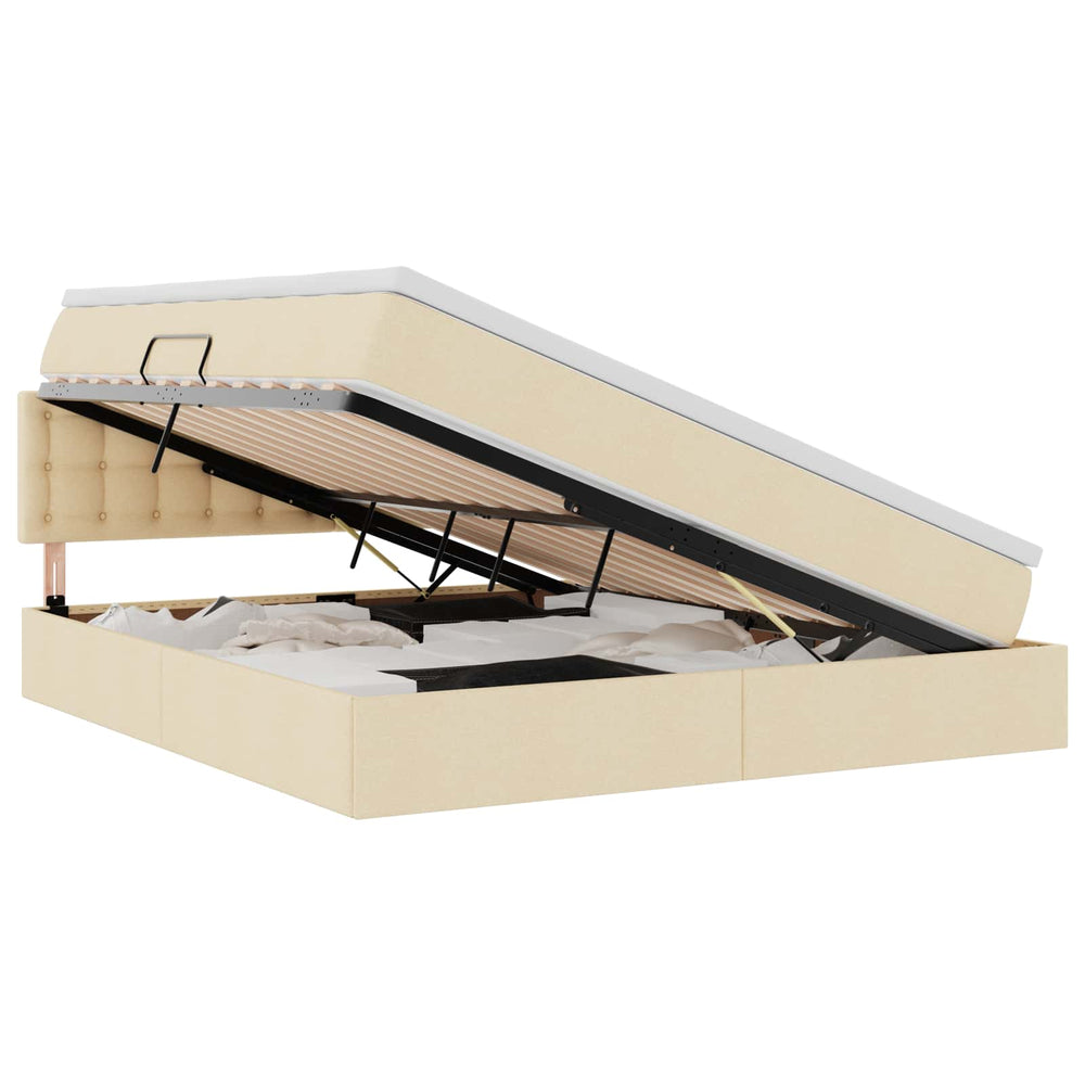 vidaXL Storage Bed with Mattress Cream 160 x 200 cm Engineered Wood