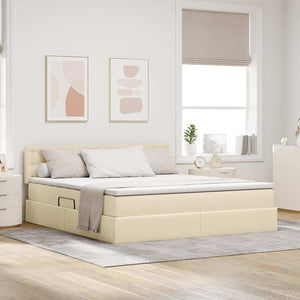 vidaXL Lit de rangement avec matelas Crème 180 x 200 cm Bois d'ingénierie