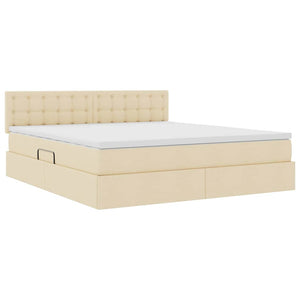 vidaXL Lit de rangement avec matelas Crème 180 x 200 cm Bois d'ingénierie