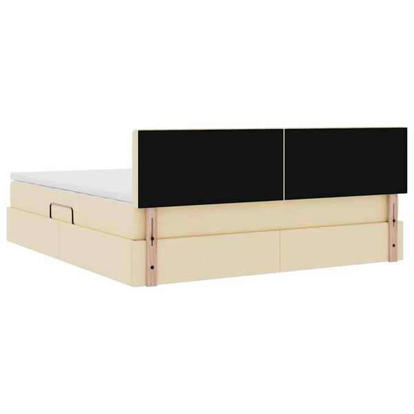 vidaXL Lit de rangement avec matelas Crème 180 x 200 cm Bois d'ingénierie