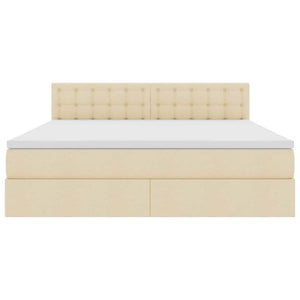 vidaXL Lit de rangement avec matelas Crème 180 x 200 cm Bois d'ingénierie