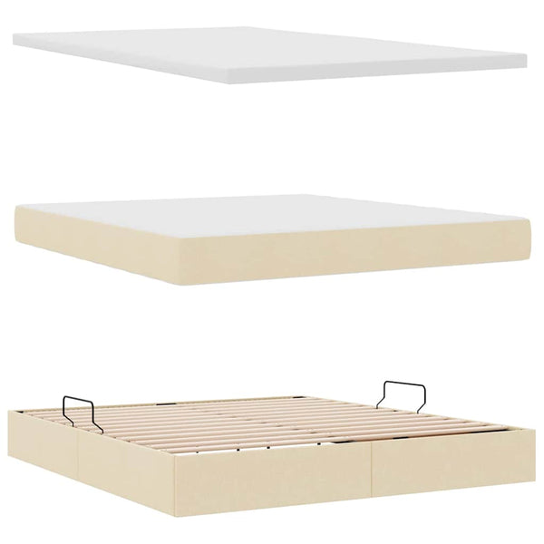 vidaXL Lit de rangement avec matelas Crème 180 x 200 cm Bois d'ingénierie