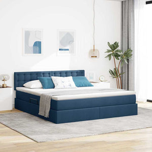 Aufbewahrungsbett mit Matratze Blau 180x200 cm