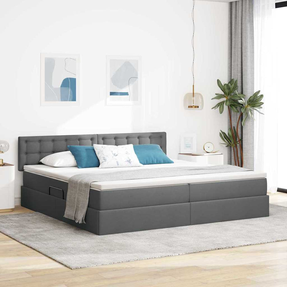 vidaXL Lit de rangement avec matelas Gris foncé 200 x 200 cm
