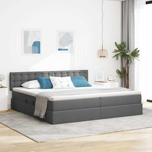 Stauraumbett mit Matratze Dunkelgrau 200x200 cm