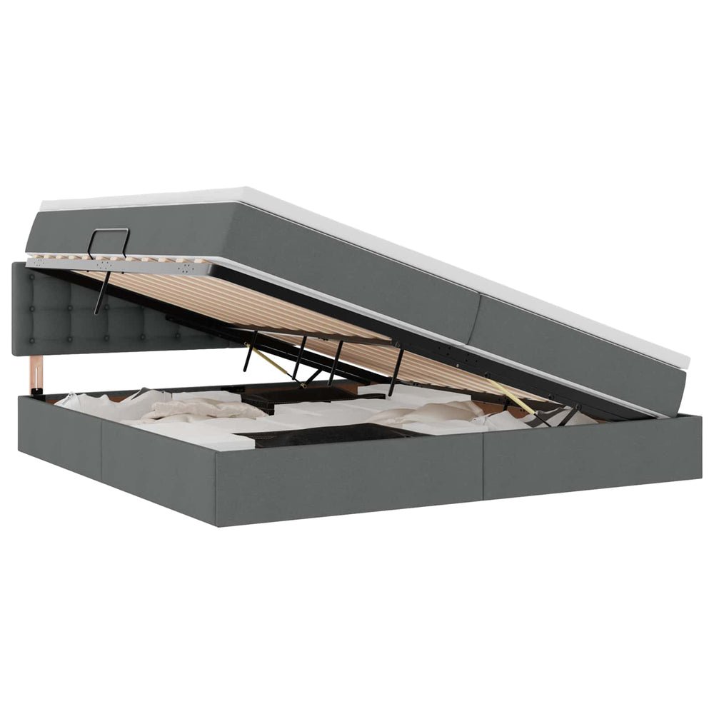 vidaXL Lit de rangement avec matelas Gris foncé 200 x 200 cm
