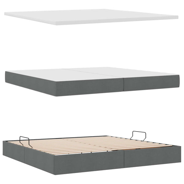 Stauraumbett mit Matratze Dunkelgrau 200x200 cm