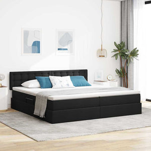 Aufbewahrungsbett mit Matratze 200x200 cm Schwarz