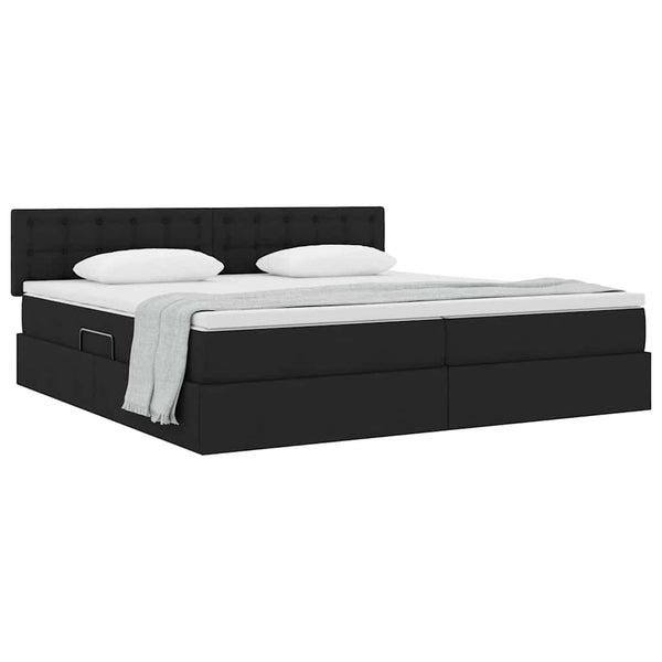 Aufbewahrungsbett mit Matratze 200x200 cm Schwarz