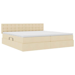 Stauraumbett mit Matratze Creme 200x200 cm