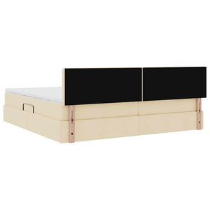 Stauraumbett mit Matratze Creme 200x200 cm