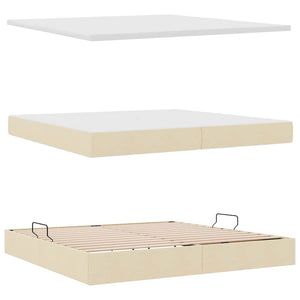 Stauraumbett mit Matratze Creme 200x200 cm