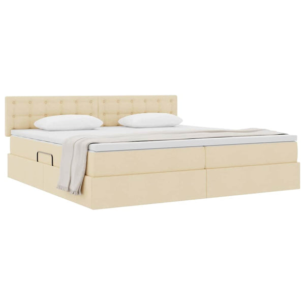 Stauraumbett mit Matratze Creme 200x200 cm