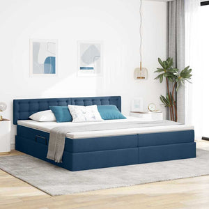 Stauraumbett mit Matratze Blau 200x200 cm