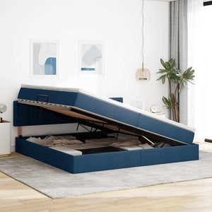 Stauraumbett mit Matratze Blau 200x200 cm