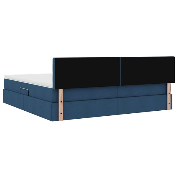 Stauraumbett mit Matratze Blau 200x200 cm