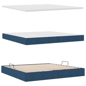 Stauraumbett mit Matratze Blau 200x200 cm
