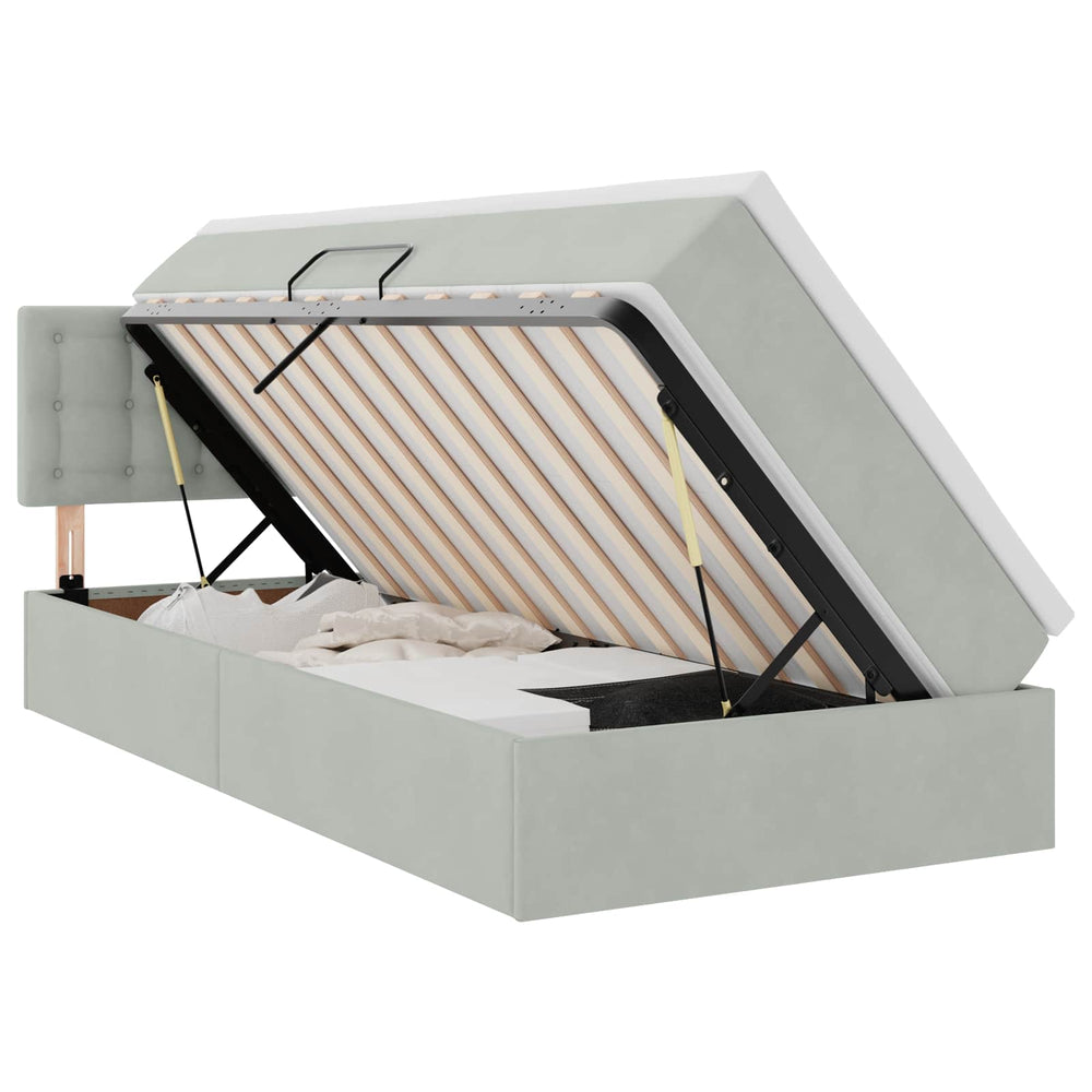 vidaXL Lit de rangement avec matelas Gris clair 90 x 190 cm Velours