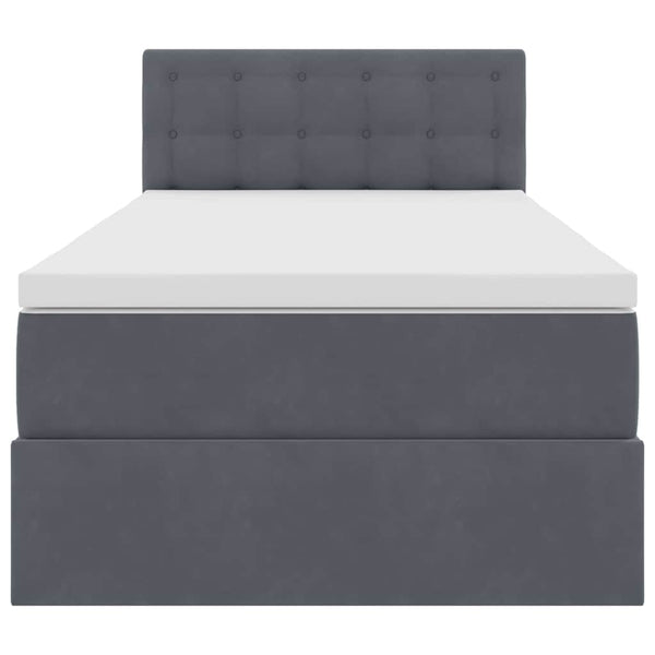 Stauraumbett mit Matratze Dunkelgrau Samt 90x190 cm