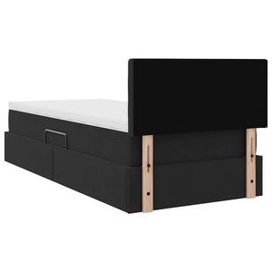 Aufbewahrungsbett mit Matratze 90x190 cm Schwarz Samt