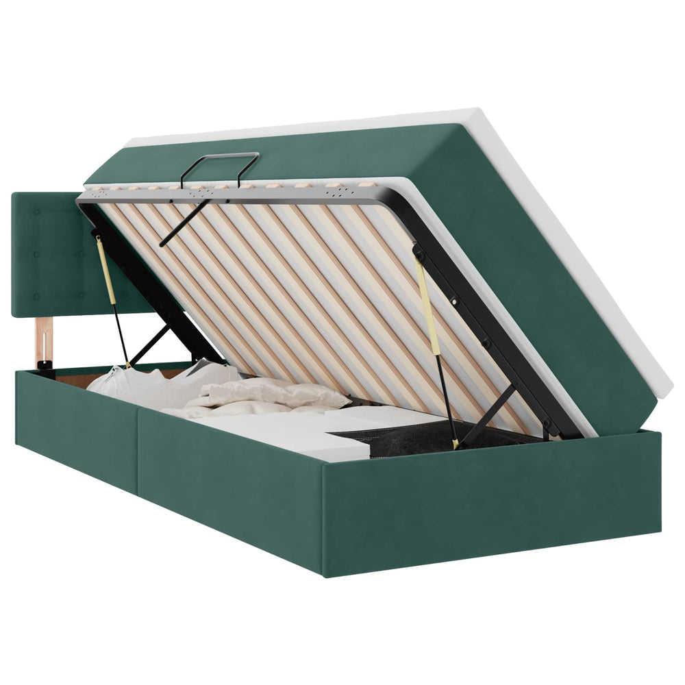 vidaXL Lit de rangement avec matelas Vert foncé 90 x 190 cm Velours
